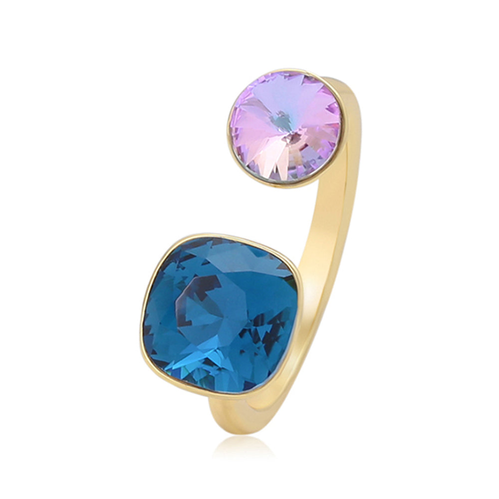Inel din Aliaj Placat cu Aur cu Cristal Violet Emporia® și Cristal Albastru Emporia®