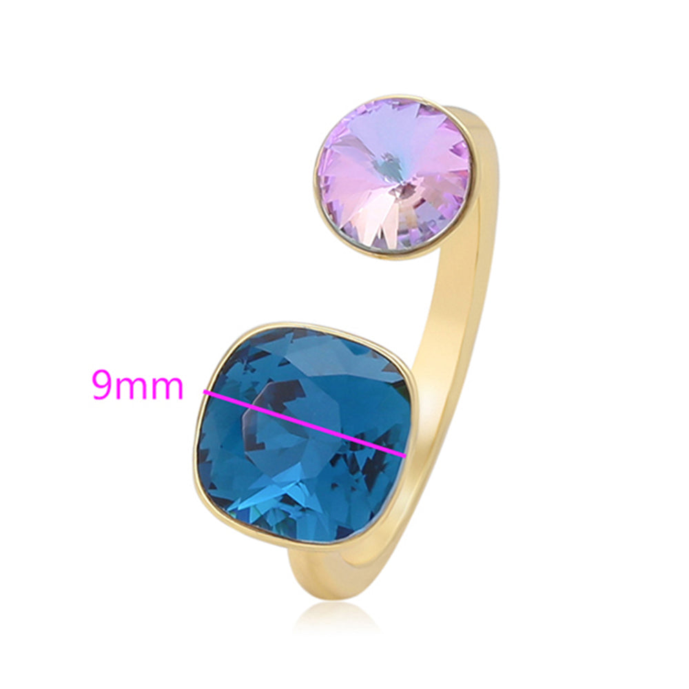 Inel din Aliaj Placat cu Aur cu Cristal Violet Emporia® și Cristal Albastru Emporia®