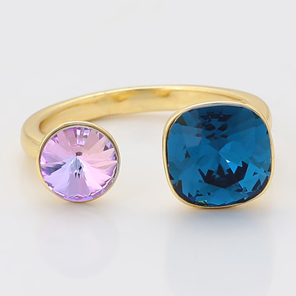 Inel din Aliaj Placat cu Aur cu Cristal Violet Emporia® și Cristal Albastru Emporia®