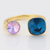 Inel din Aliaj Placat cu Aur cu Cristal Violet Emporia® și Cristal Albastru Emporia®