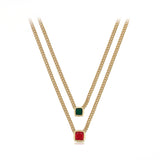 Colier din Aliaj Placat cu Aur cu Cristal Roșu Emporia® și Cristal Verde Emporia®