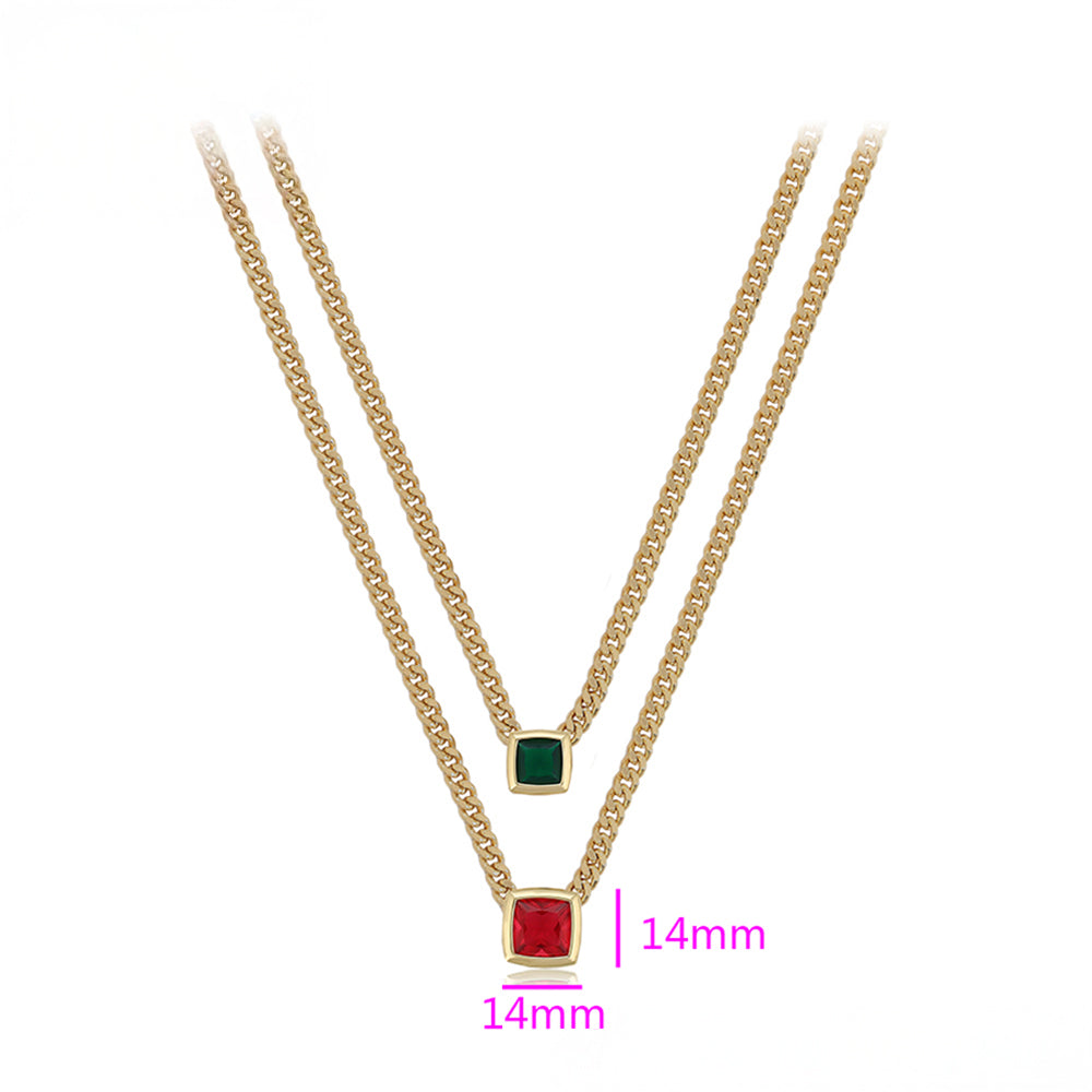 Colier din Aliaj Placat cu Aur cu Cristal Roșu Emporia® și Cristal Verde Emporia®