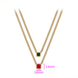 Colier din Aliaj Placat cu Aur cu Cristal Roșu Emporia® și Cristal Verde Emporia®