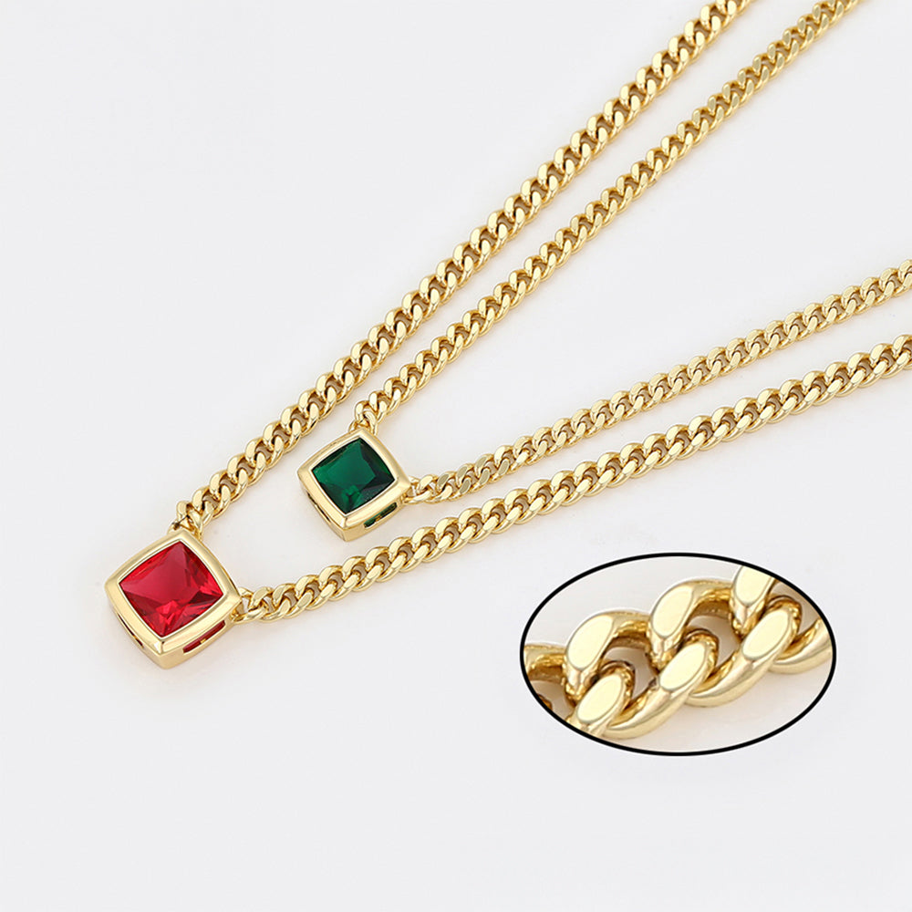 Colier din Aliaj Placat cu Aur cu Cristal Roșu Emporia® și Cristal Verde Emporia®