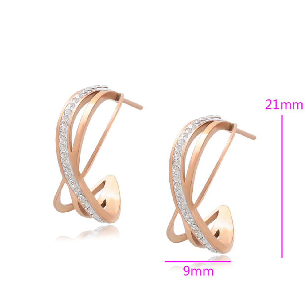 Cercei din Aliaj Placat cu Aur cu Cristal Alb Emporia®