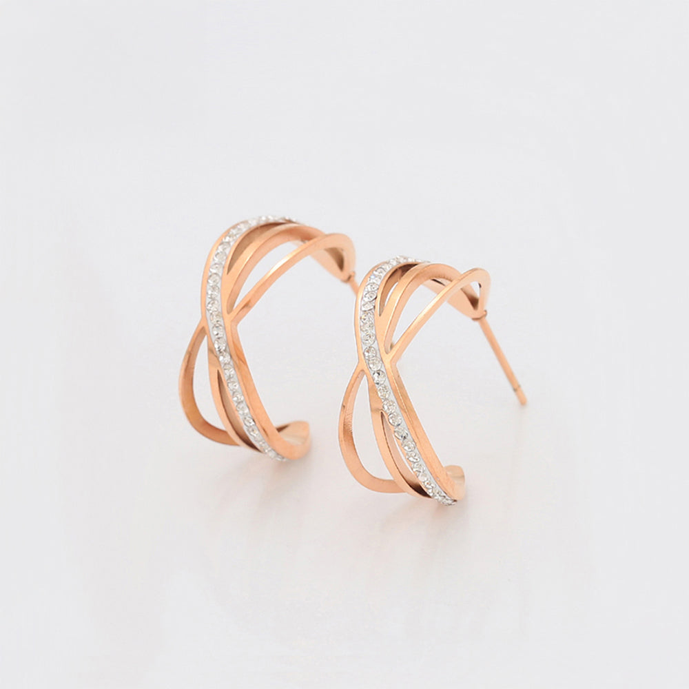 Cercei din Aliaj Placat cu Aur cu Cristal Alb Emporia®