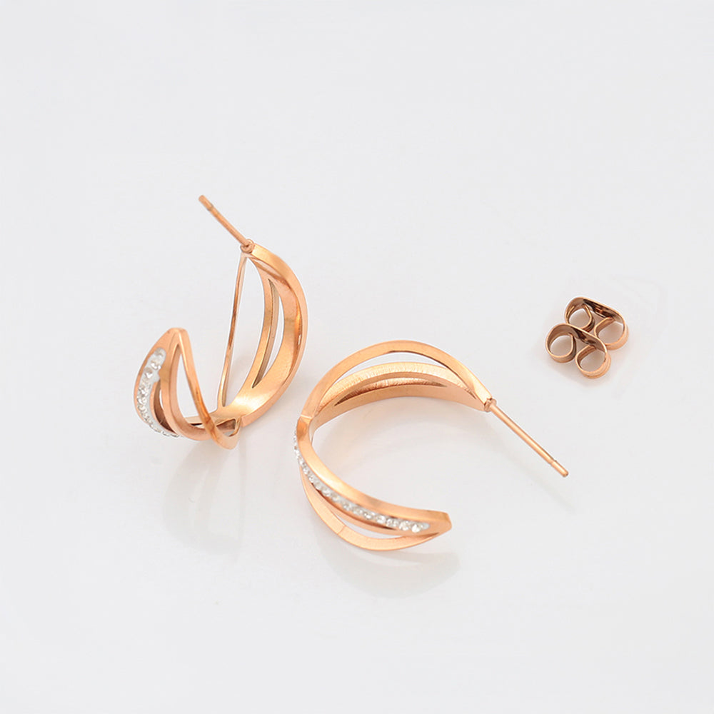 Cercei din Aliaj Placat cu Aur cu Cristal Alb Emporia®