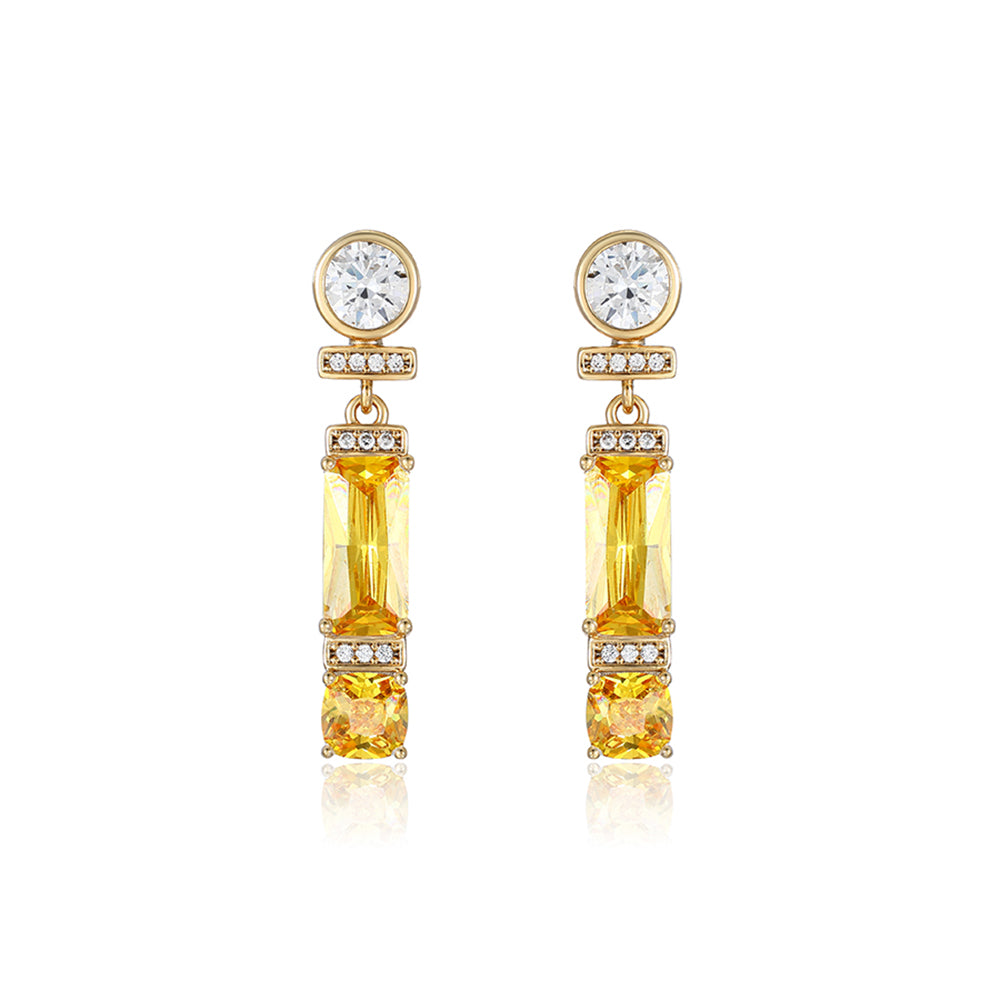 Cercei din Aliaj Placat cu Aur cu Cristal Galben Emporia® și Cristal Alb Emporia®