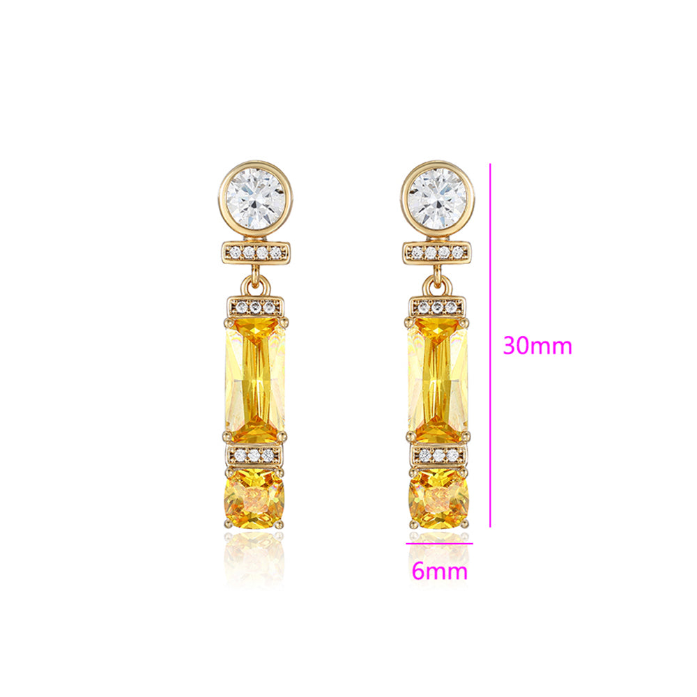 Cercei din Aliaj Placat cu Aur cu Cristal Galben Emporia® și Cristal Alb Emporia®