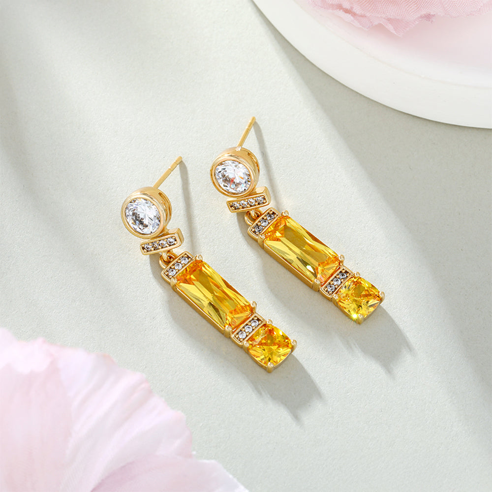 Cercei din Aliaj Placat cu Aur cu Cristal Galben Emporia® și Cristal Alb Emporia®