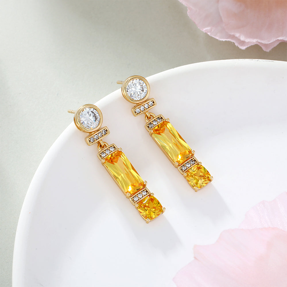 Cercei din Aliaj Placat cu Aur cu Cristal Galben Emporia® și Cristal Alb Emporia®