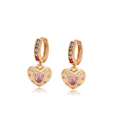 Cercei din Aliaj Placat cu Aur cu Cristal Roz Emporia® și Cristal Alb Emporia®