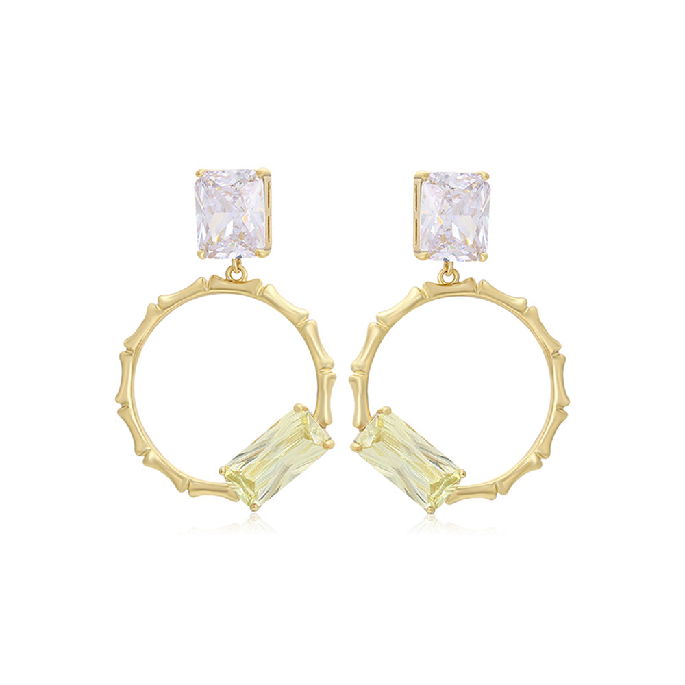 Cercei din Aliaj Placat cu Aur cu Cristal Verde Emporia® și Cristal Alb Emporia®