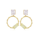 Cercei din Aliaj Placat cu Aur cu Cristal Verde Emporia® și Cristal Alb Emporia®