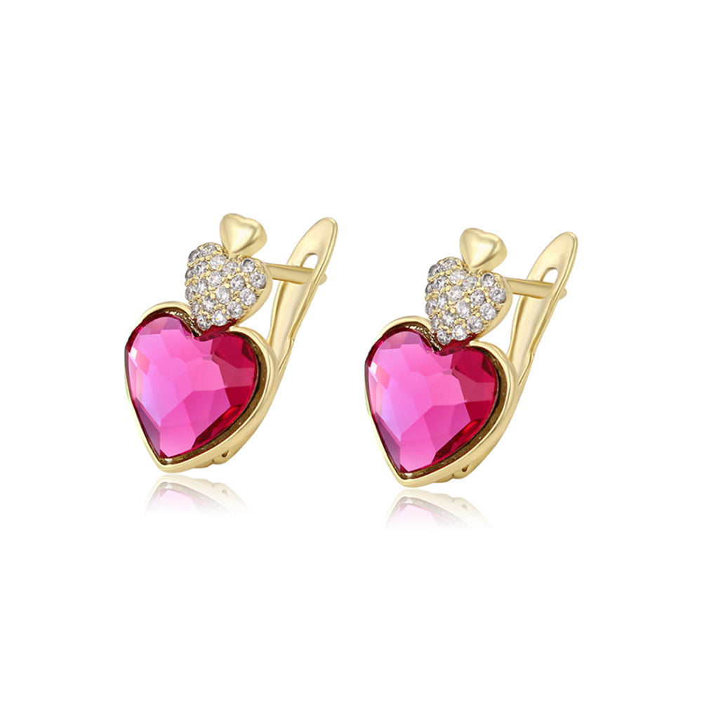 Cercei din Aliaj Placat cu Aur cu Cristal Roz Emporia® și Cristal Alb Emporia®