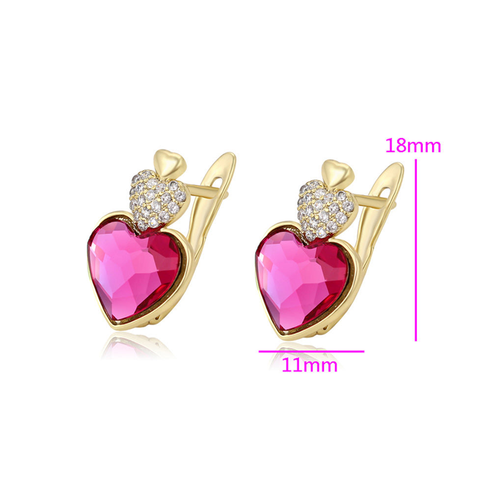 Cercei din Aliaj Placat cu Aur cu Cristal Roz Emporia® și Cristal Alb Emporia®