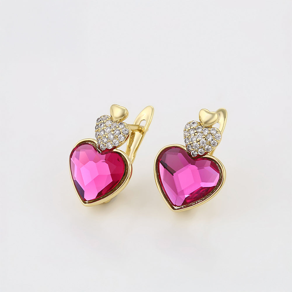 Cercei din Aliaj Placat cu Aur cu Cristal Roz Emporia® și Cristal Alb Emporia®