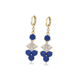 Cercei din Aliaj Placat cu Aur cu Cristal Albastru Emporia® și Cristal Alb Emporia®