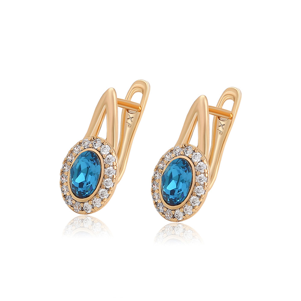 Cercei din Aliaj Placat cu Aur cu Cristal Albastru Emporia® și Cristal Alb Emporia®
