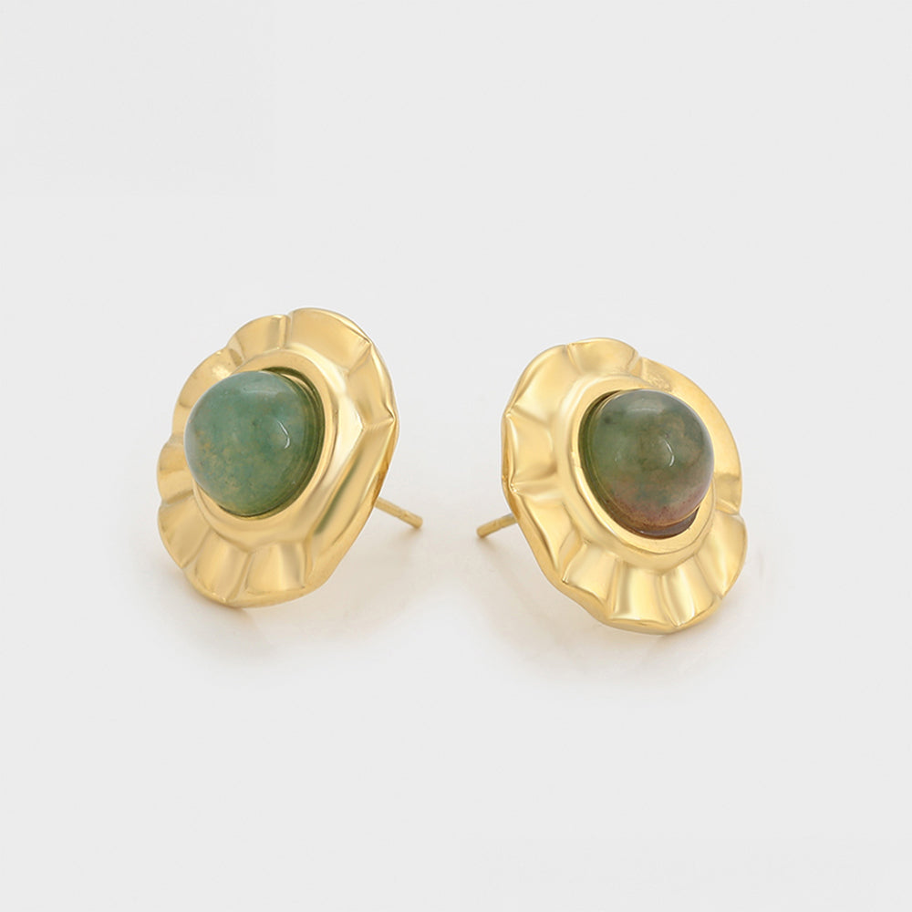 Cercei din Aliaj Placat cu Aur cu Cristal Verde Emporia®