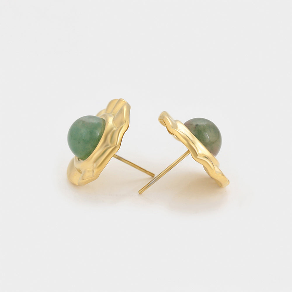 Cercei din Aliaj Placat cu Aur cu Cristal Verde Emporia®