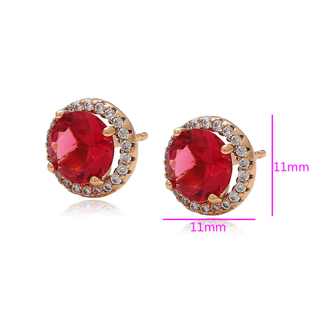 Cercei din Aliaj Placat cu Aur cu Cristal Roșu Emporia® și Cristal Alb Emporia®