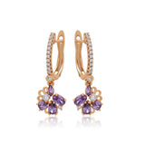 Cercei din Aliaj Placat cu Aur cu Cristal Violet Emporia® și Cristal Alb Emporia®
