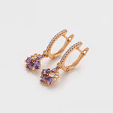 Cercei din Aliaj Placat cu Aur cu Cristal Violet Emporia® și Cristal Alb Emporia®