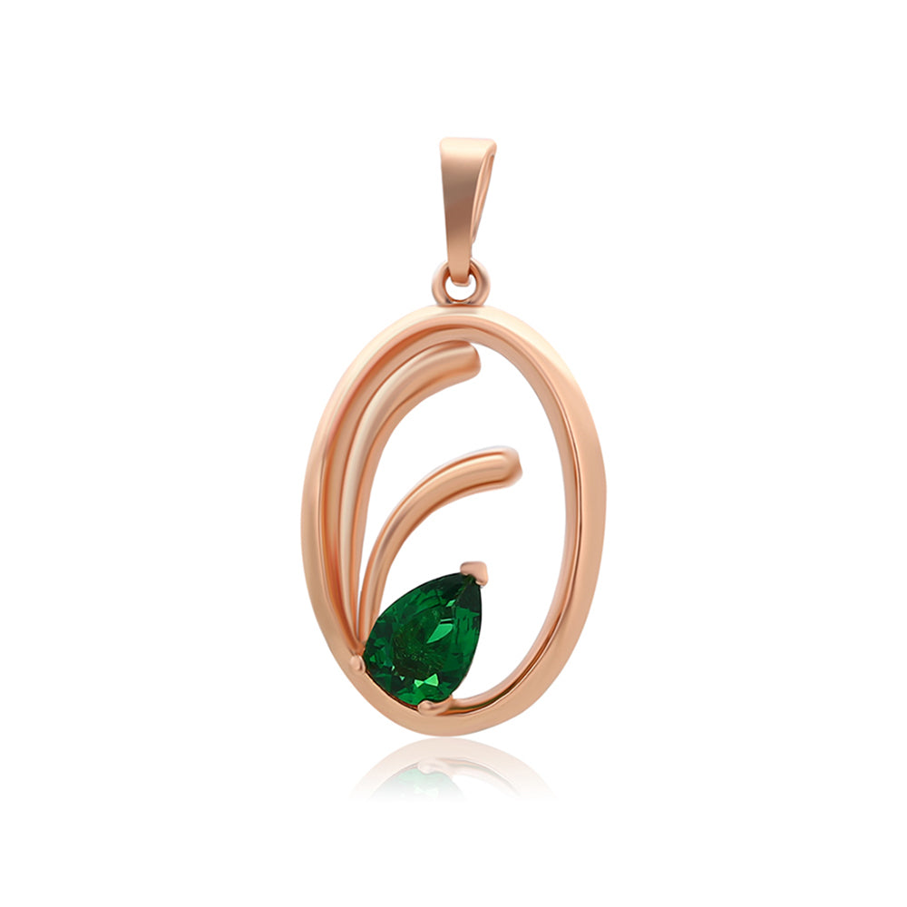 Pandantiv din Aliaj Placat cu Aur cu Cristal Verde Emporia®