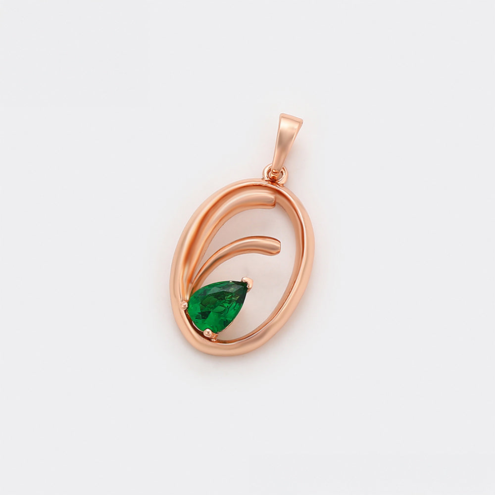 Pandantiv din Aliaj Placat cu Aur cu Cristal Verde Emporia®