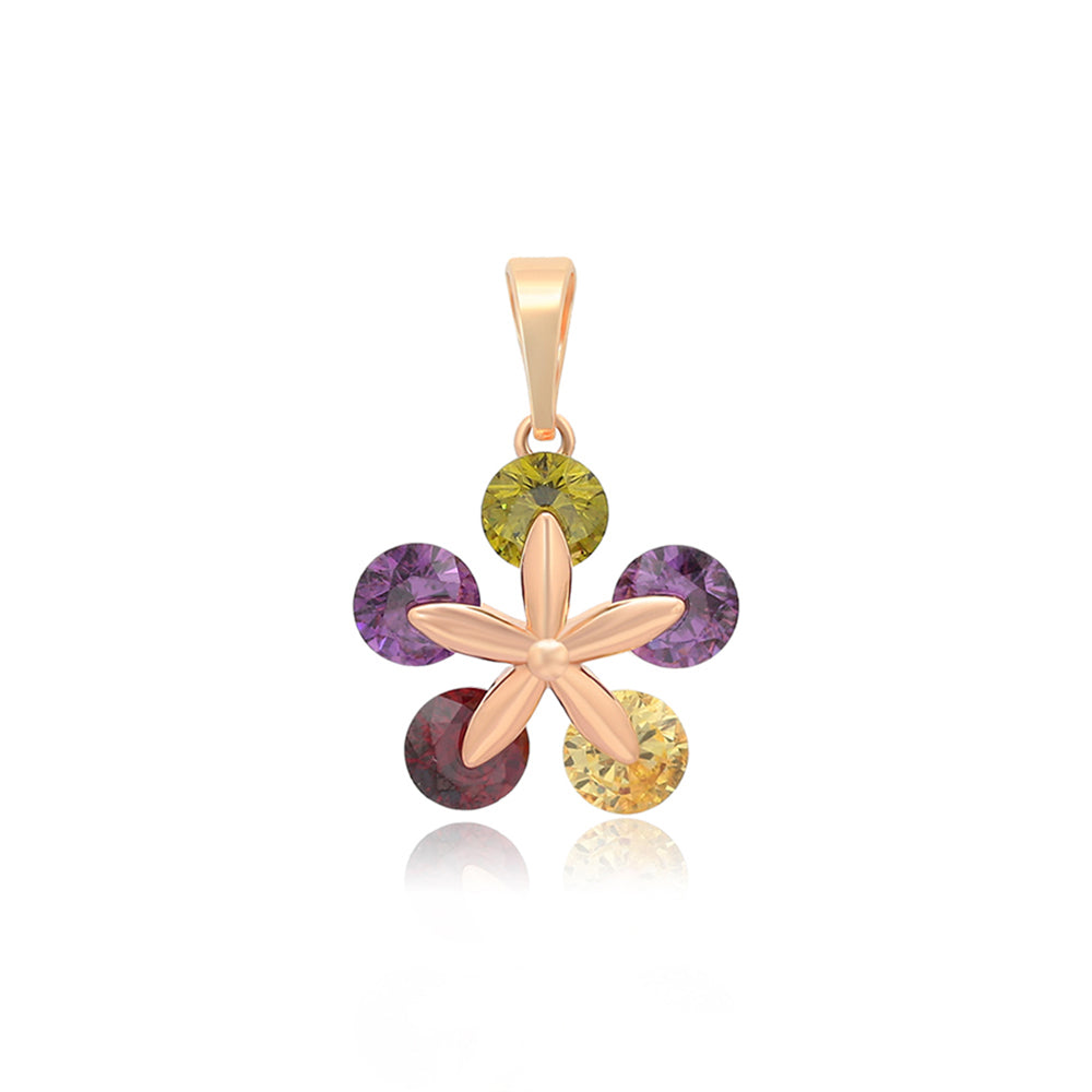 Pandantiv din Aliaj Placat cu Aur cu Cristal Verde Emporia® și Cristal Violet Emporia®