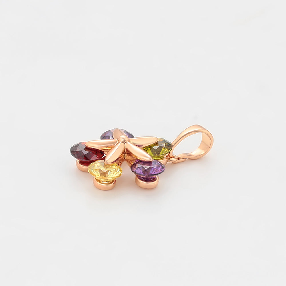 Pandantiv din Aliaj Placat cu Aur cu Cristal Verde Emporia® și Cristal Violet Emporia®