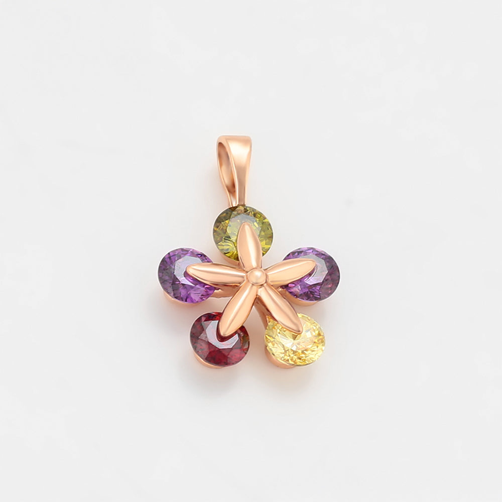 Pandantiv din Aliaj Placat cu Aur cu Cristal Verde Emporia® și Cristal Violet Emporia®