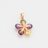 Pandantiv din Aliaj Placat cu Aur cu Cristal Verde Emporia® și Cristal Violet Emporia®
