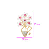 Broşă din Aliaj Placat cu Aur cu Cristal Roz Emporia® și Cristal Alb Emporia®