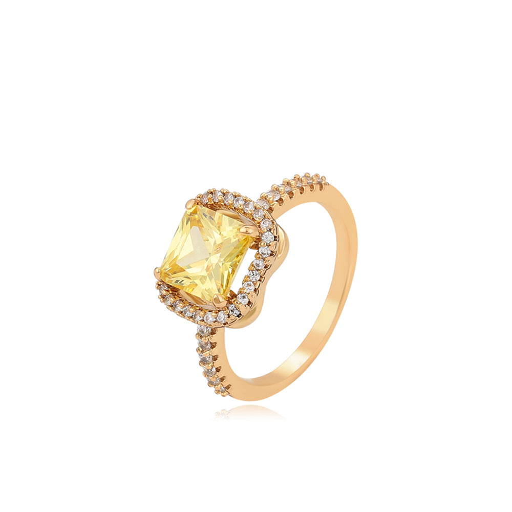 Inel din Aliaj Placat cu Aur cu Cristal Galben Emporia® și Cristal Alb Emporia®