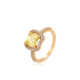 Inel din Aliaj Placat cu Aur cu Cristal Galben Emporia® și Cristal Alb Emporia®