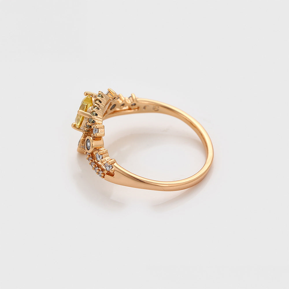 Inel din Aliaj Placat cu Aur cu Cristal Galben Emporia® și Cristal Alb Emporia®