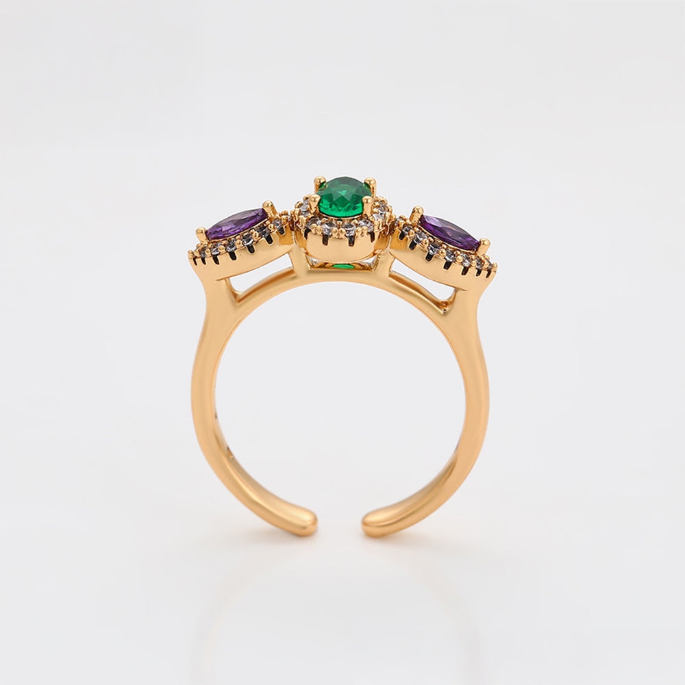 Inel din Aliaj Placat cu Aur cu Cristal Violet Emporia® și Cristal Verde Emporia®