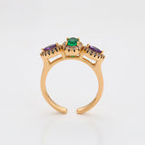 Inel din Aliaj Placat cu Aur cu Cristal Violet Emporia® și Cristal Verde Emporia®