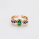Inel din Aliaj Placat cu Aur cu Cristal Violet Emporia® și Cristal Verde Emporia®