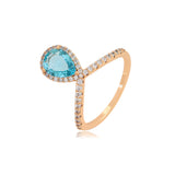 Inel din Aliaj Placat cu Aur cu Cristal Albastru Emporia® și Cristal Alb Emporia®