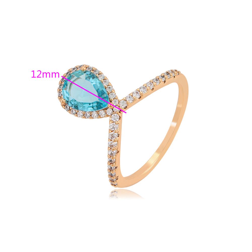 Inel din Aliaj Placat cu Aur cu Cristal Albastru Emporia® și Cristal Alb Emporia®