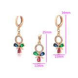 Set din Aliaj Placat cu Aur cu Cristal Roșu Emporia® și Cristal Verde Emporia® ( Cercei+Pandantiv )