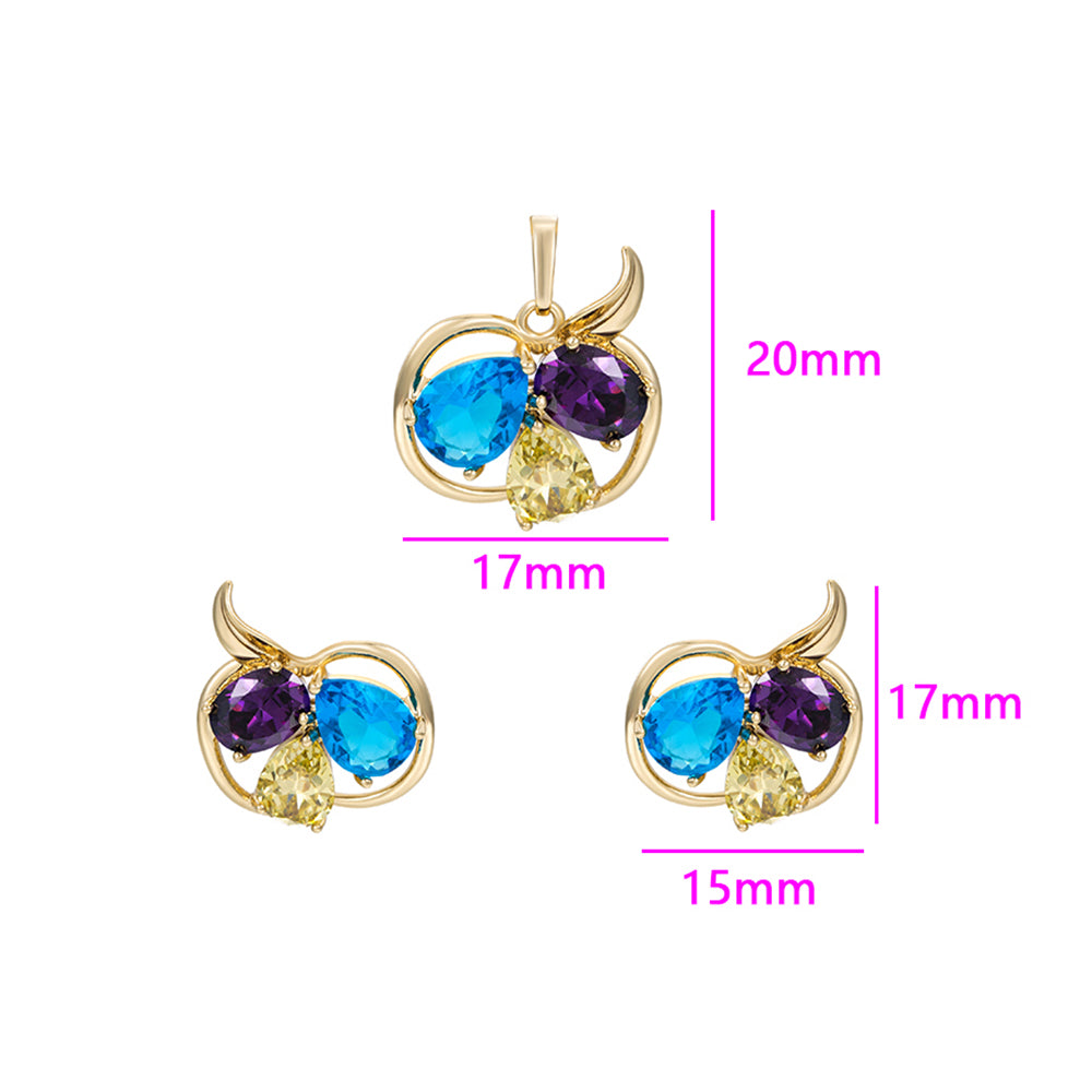 Set din Aliaj Placat cu Aur cu Cristal Albastru Emporia® și Cristal Alb Emporia® ( Cercei+Pandantiv )