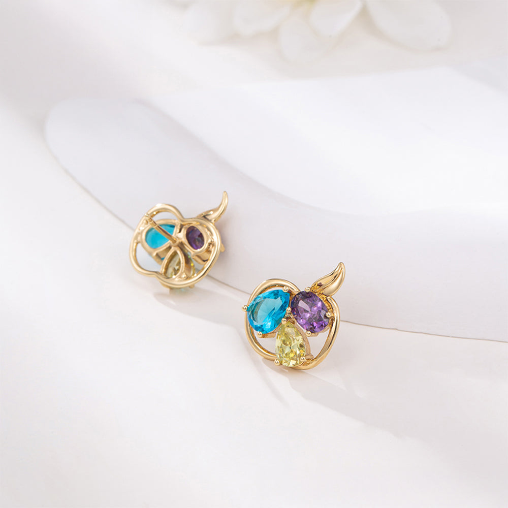Set din Aliaj Placat cu Aur cu Cristal Albastru Emporia® și Cristal Alb Emporia® ( Cercei+Pandantiv )