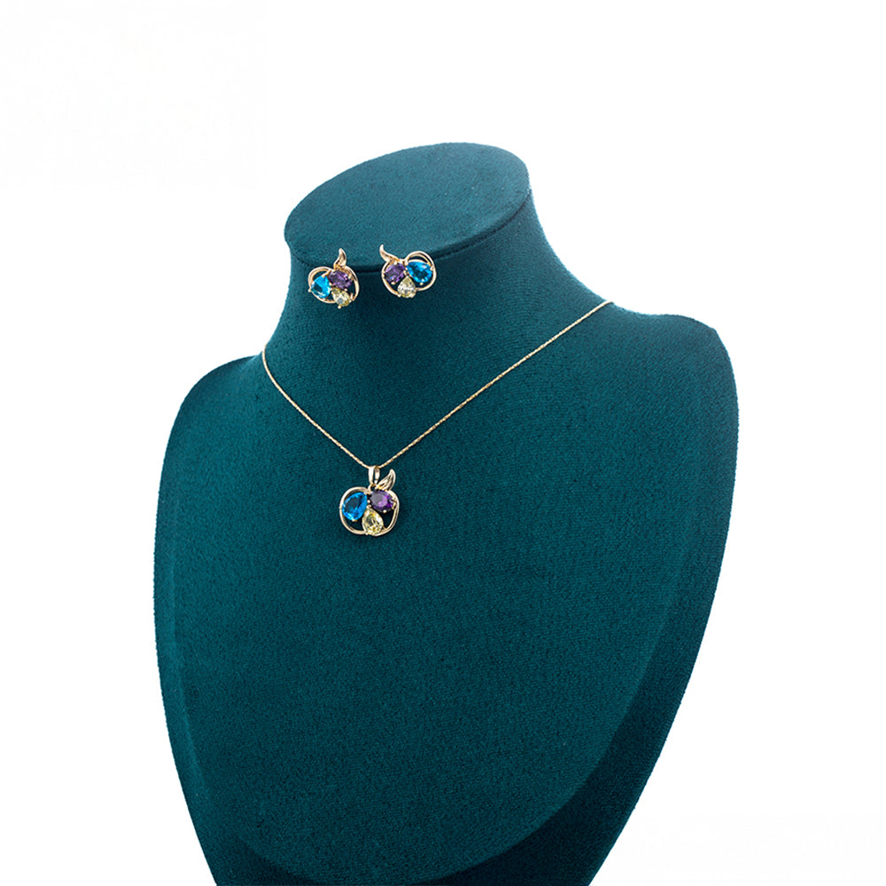 Set din Aliaj Placat cu Aur cu Cristal Albastru Emporia® și Cristal Alb Emporia® ( Cercei+Pandantiv )