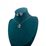 Set din Aliaj Placat cu Aur cu Cristal Albastru Emporia® și Cristal Alb Emporia® ( Cercei+Pandantiv )