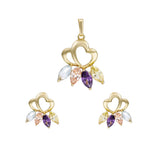 Set din Aliaj Placat cu Aur cu Cristal Violet Emporia® și Cristal Alb Emporia® ( Cercei+Pandantiv )