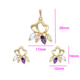 Set din Aliaj Placat cu Aur cu Cristal Violet Emporia® și Cristal Alb Emporia® ( Cercei+Pandantiv )